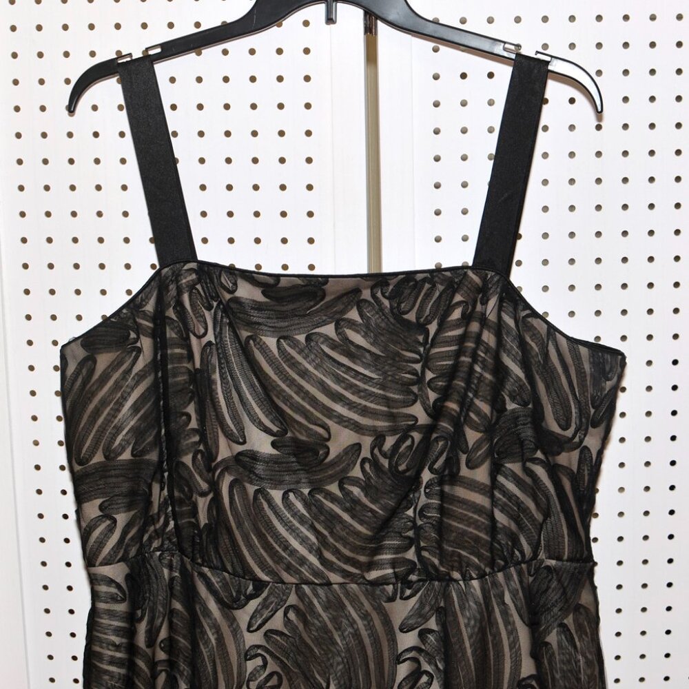 Plus Size 20W R&M Richards Black Mesh Over Nude Cocktail Party Full Skirt Dress - Picture 3 of 16